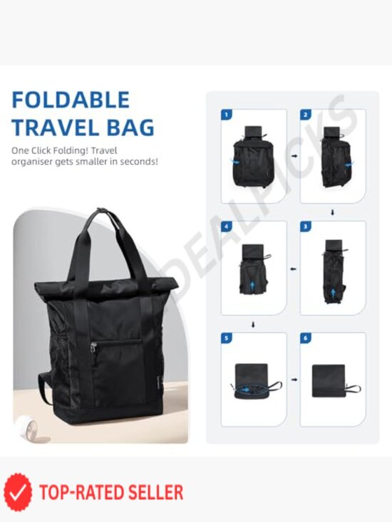 Foldable Convertible Tote Backpack Lightweight Nylon Daypack for Travel Work main image 4